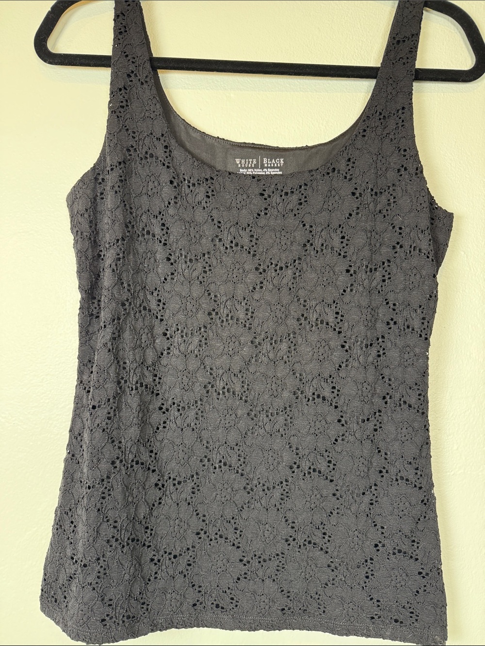 White House Black Market Black Crochet Lace Camisole